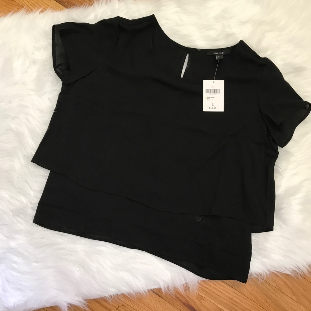 NWT F21 BLACK LAYERED BLOUSE